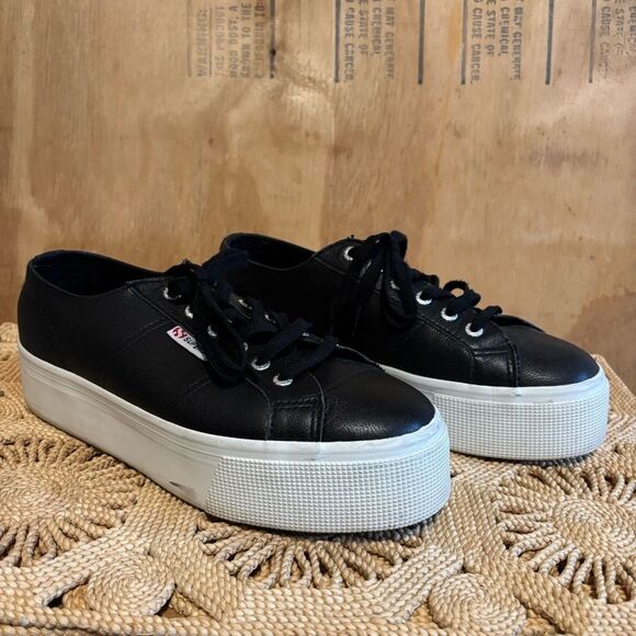 Superga 2790 Tank Black Platform Sneaker Sz 10 - Picture 1 of 5